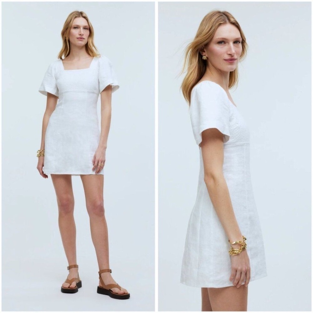 Madewell Women's Size 14 White Square-Neck Short Sleeve Mini Dress - Picture 5 of 5